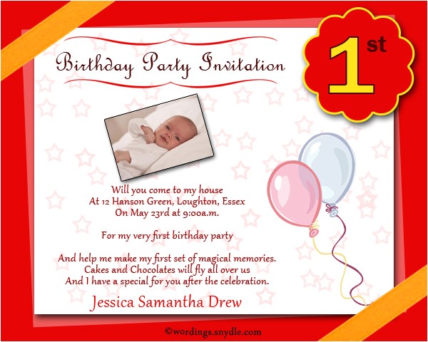 1st birthday party invitation wording