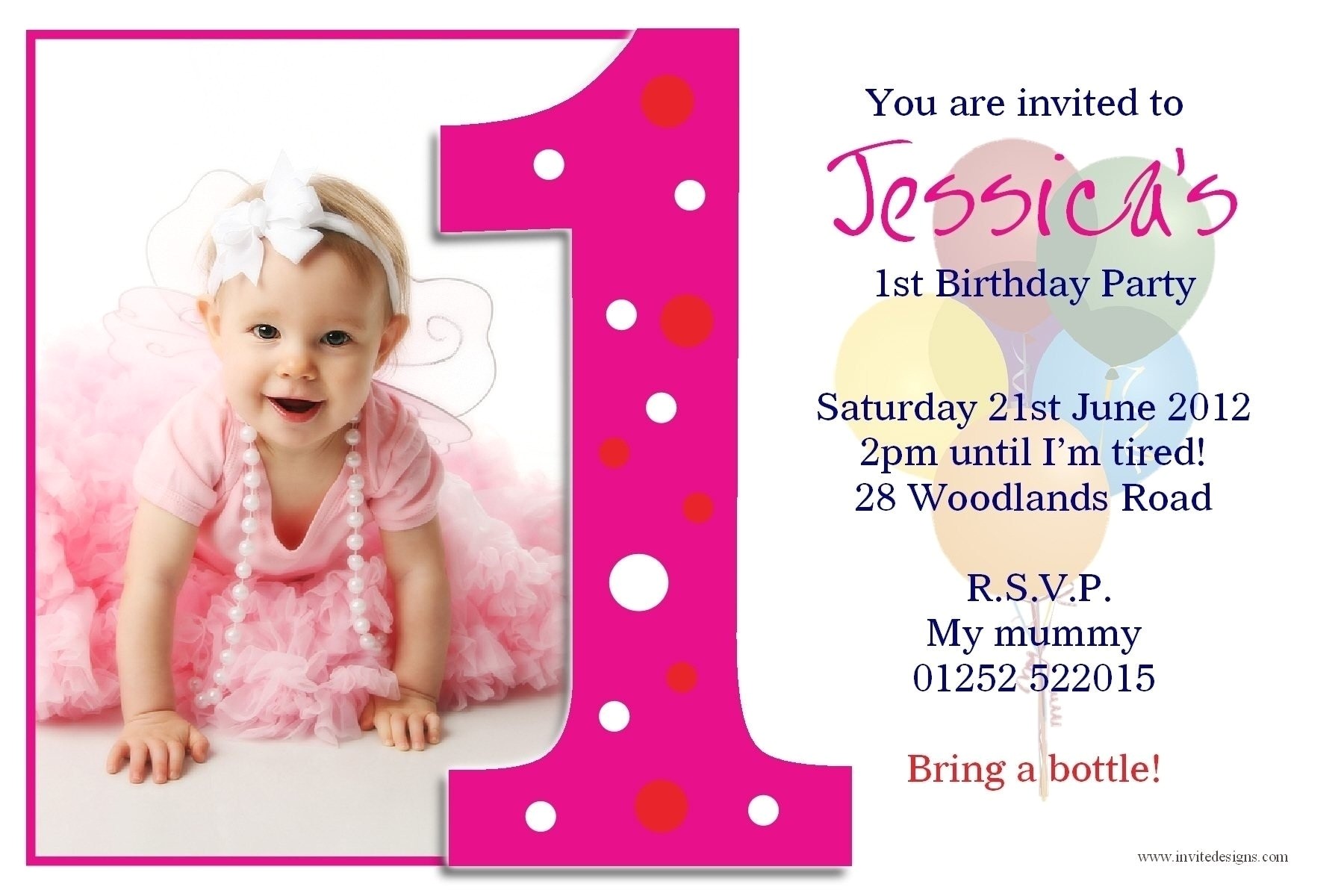 1st birthday invitation card template free download 2018