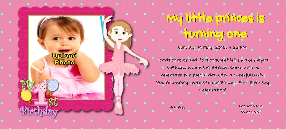 1st birthday invitation card for baby girl