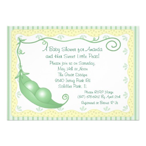 two peas in a pod twins baby shower invitations