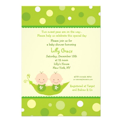 2 Peas In A Pod Baby Shower Invitations Two Peas In A Pod Twins Baby Shower Invitations