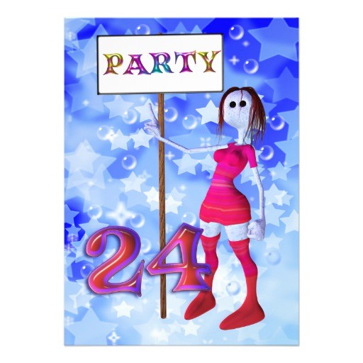 24th birthday party sign board invitation
