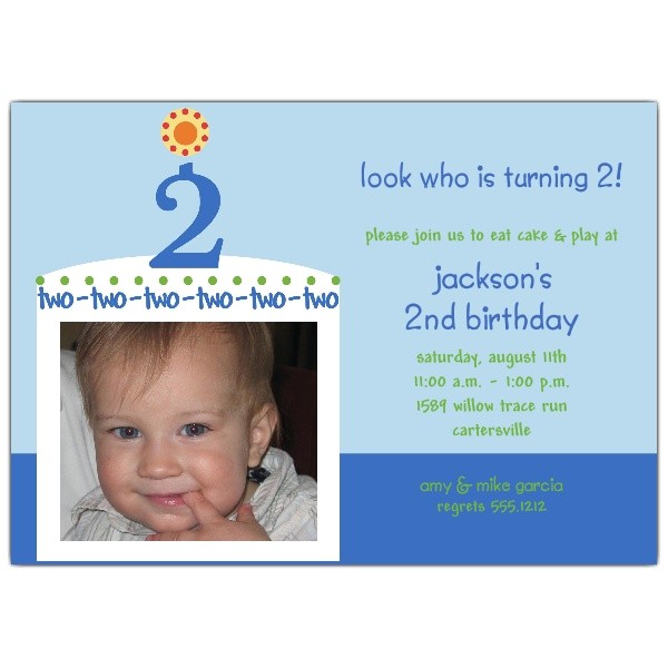 Birthday Cake Boy Second Birthday Invitations p 604 57 CB002