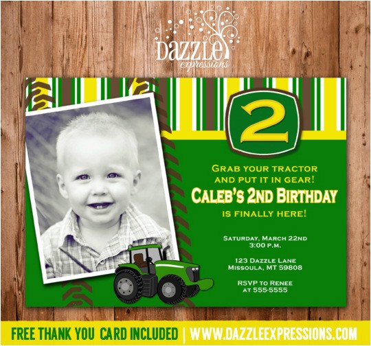 Tractor Birthday Invitation 1 Thank You Card Included