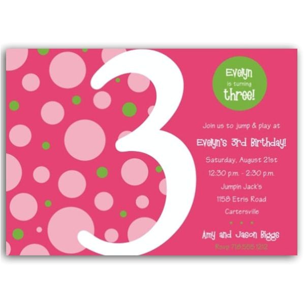 Birthday Bubbles Pink Green Third Party Invitations p 604 57 BBPG3