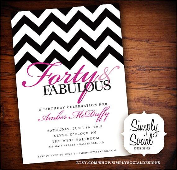 40th birthday party invitation with