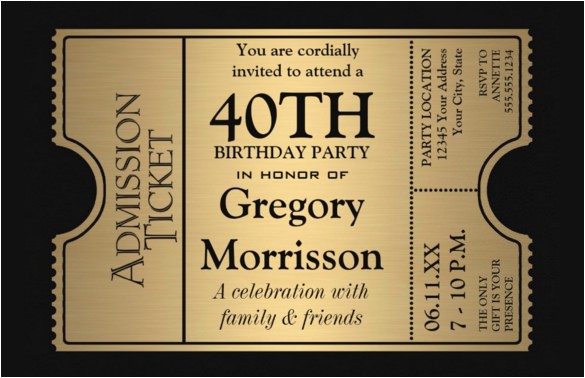 sample 40th birthday invitation