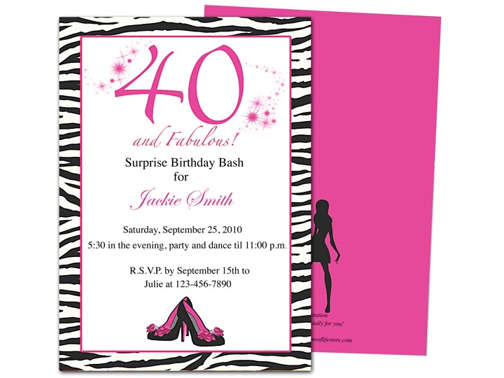 invitation templates 40th birthday party