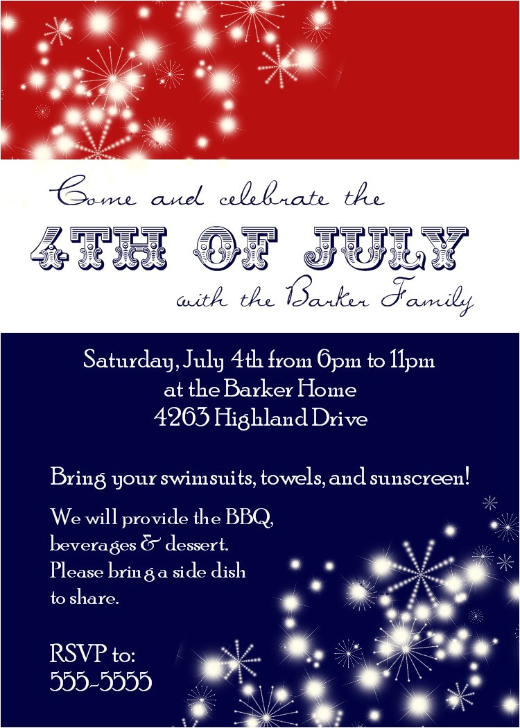4th of july party invitation
