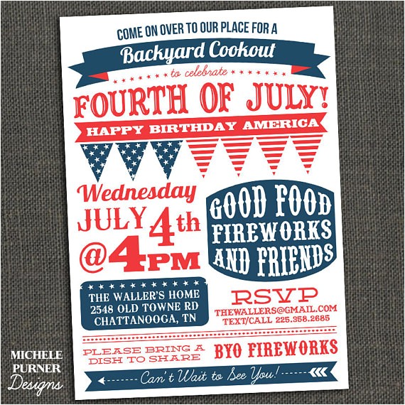 fourth of july party invitation bbq clam