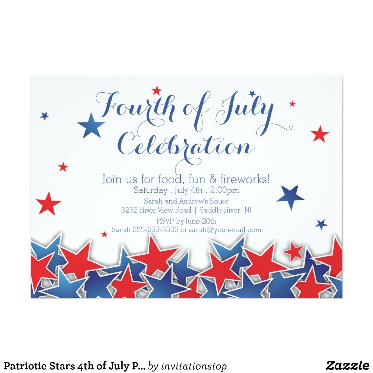 patriotic stars 4th of july party invitation