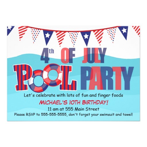 pool party invitation 4th of july