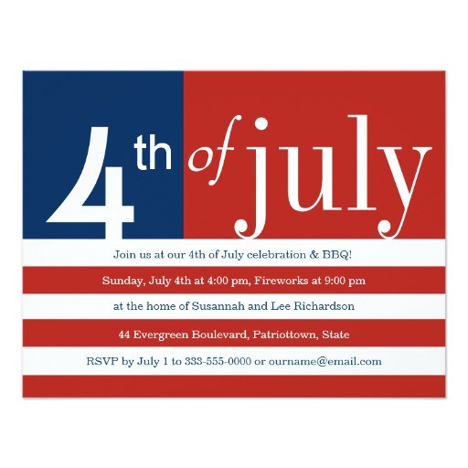 us flag fourth of july party invitation