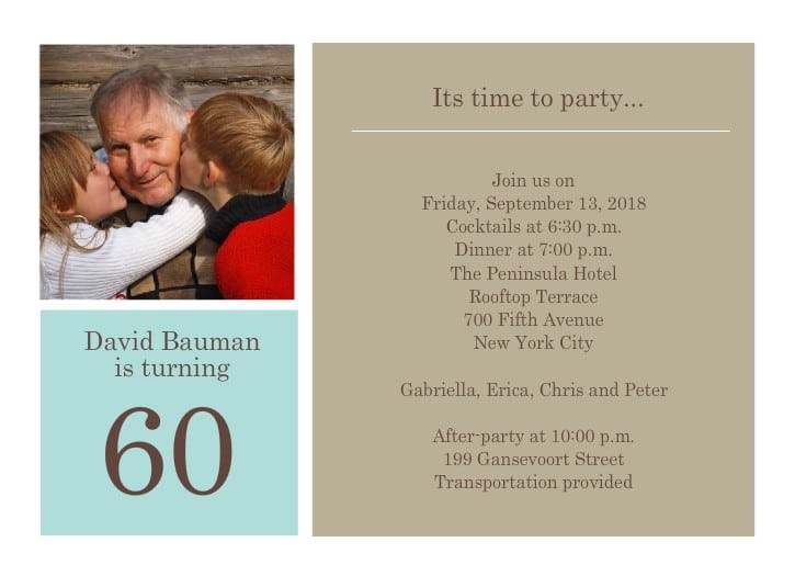 60th birthday party invitation