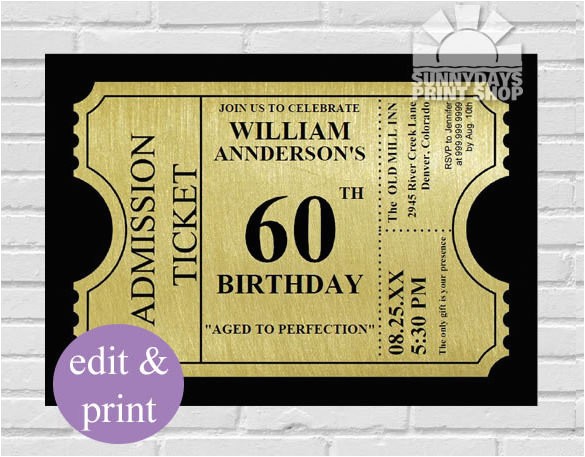 sample 60th birthday invitation