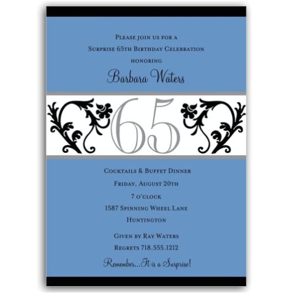 elegant vine blue 65th birthday milestone invitations p 604 57 ev65