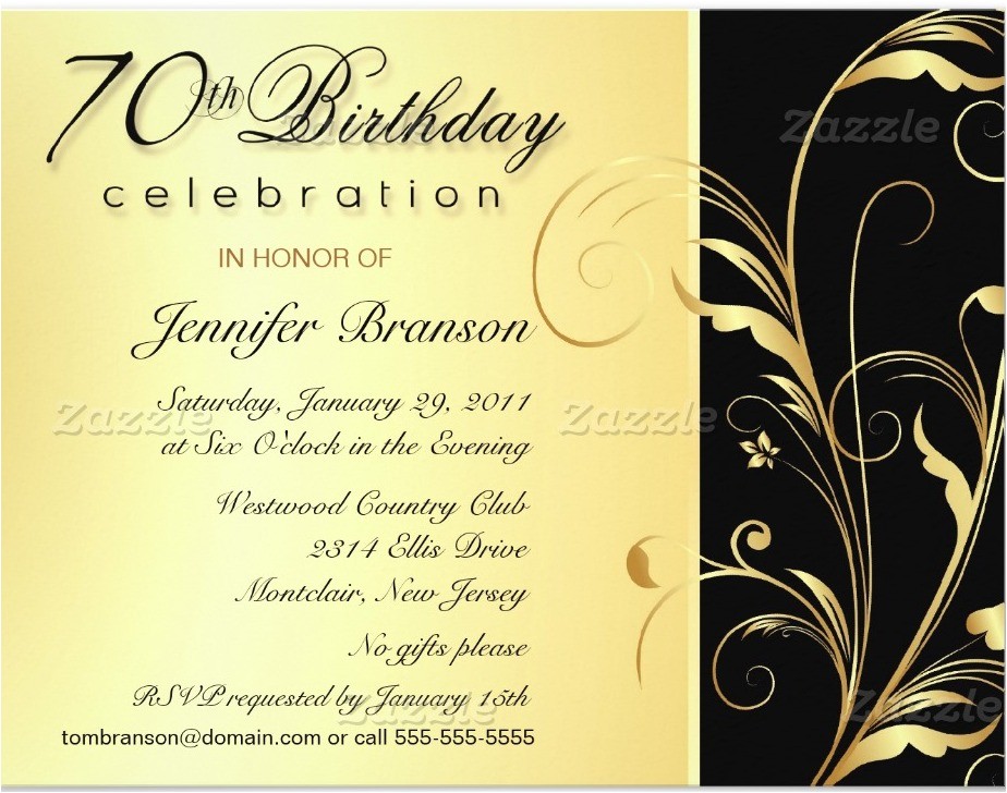 70th birthday party invitation wording
