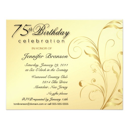 elegant 75th birthday surprise party invitations 161179415306536794