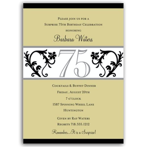 elegant vine chartreuse 75th birthday invitations p 604 57 evc75