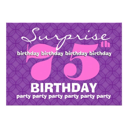 75th surprise purple birthday party s454 invites 161065015516660066