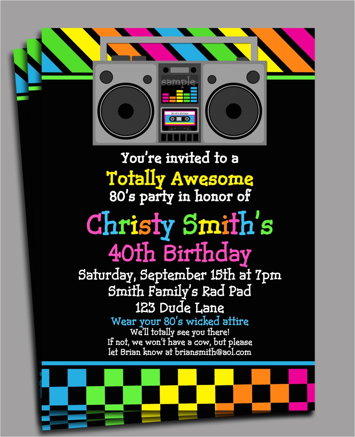 80s party invitations template free
