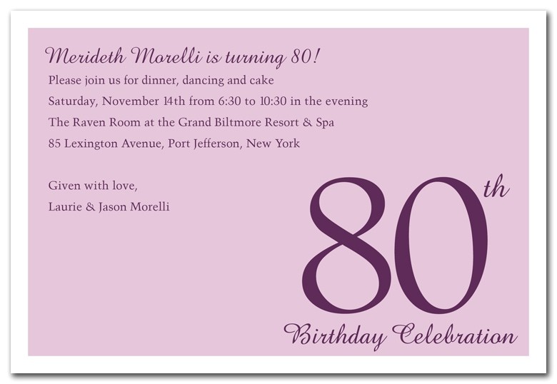 80th birthday invitation wording