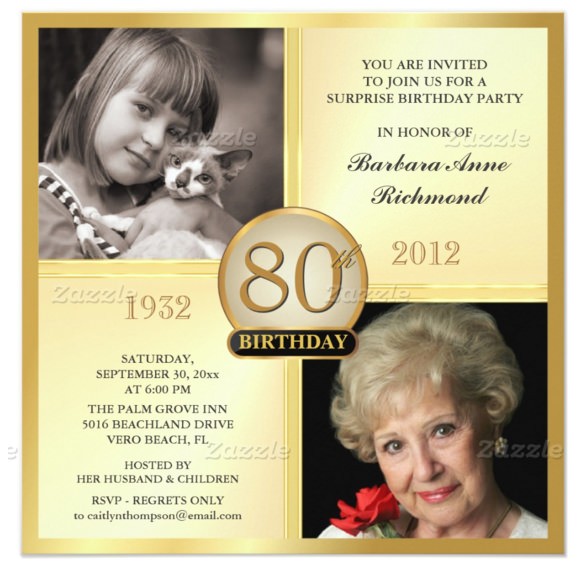 sample 80th birthday invitation
