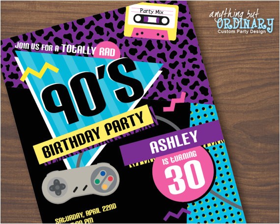 90s birthday party invitation 1990s