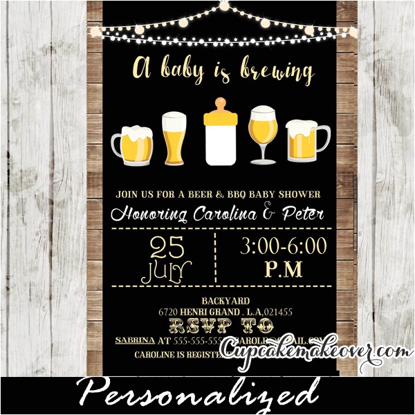 a baby is brewing invitation beer bbq shower personalized