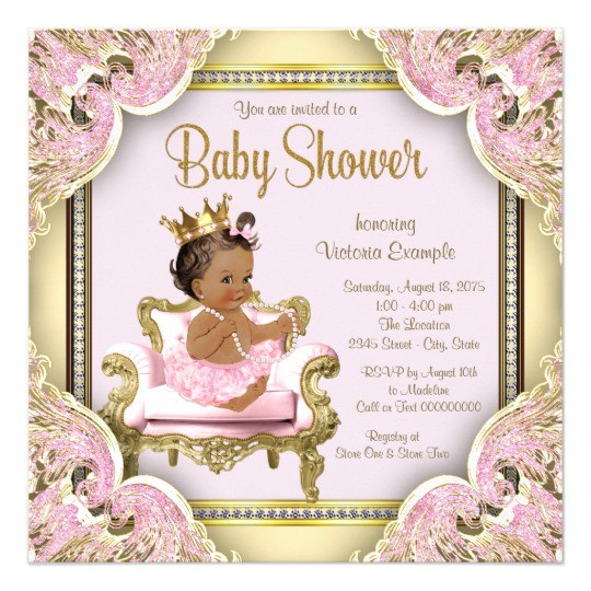 african american princess baby shower invitation