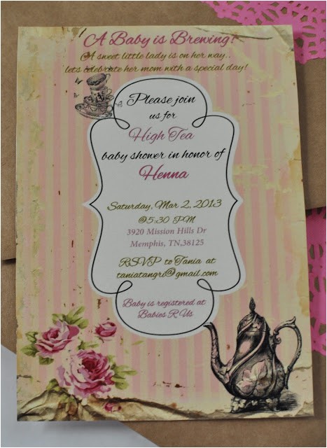 high tea baby shower invitations