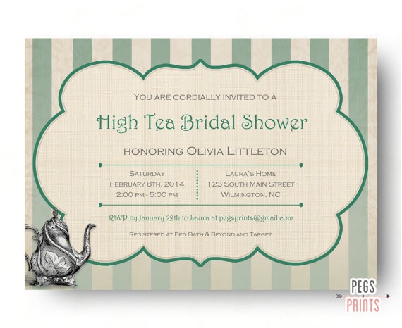 high tea bridal shower invitation