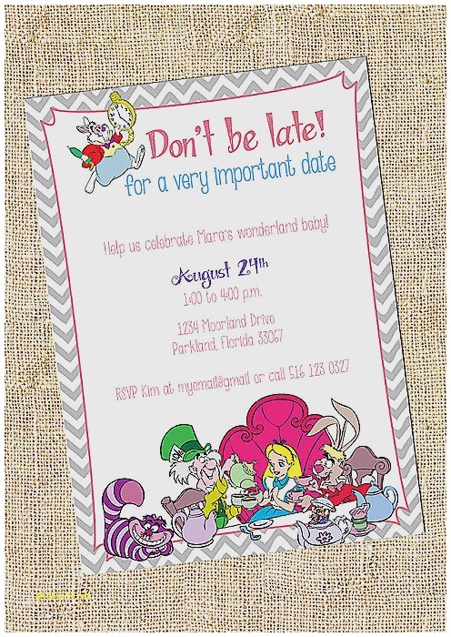 alice and wonderland baby shower invitations