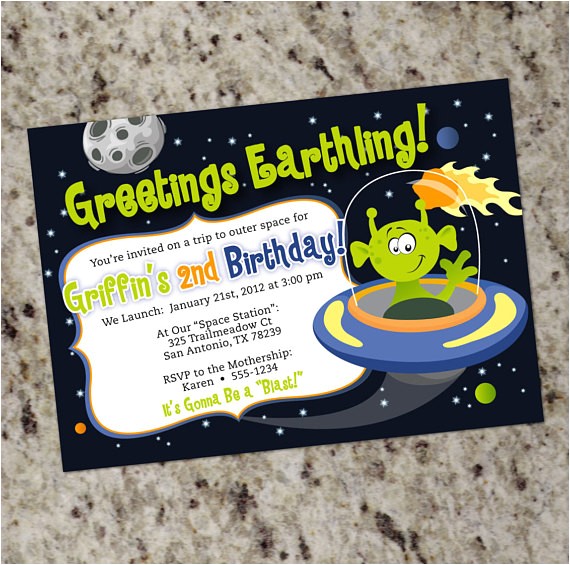 space alien party invitation outer space