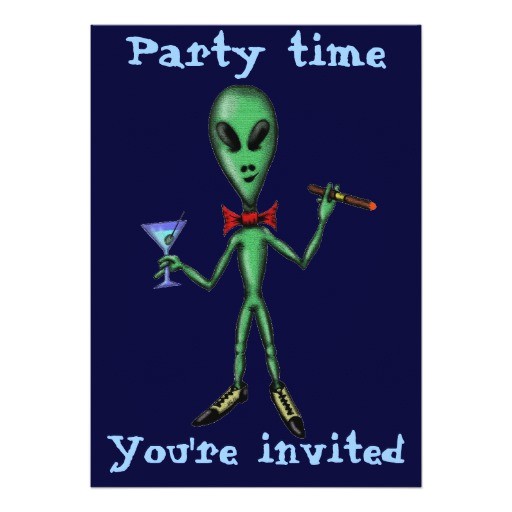 funny cool alien party invitation card design