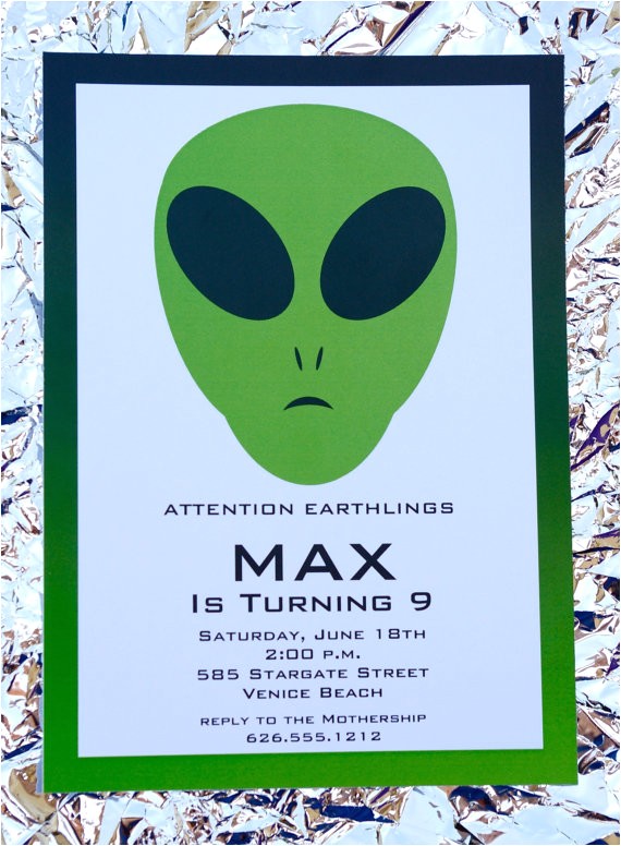 Alien Birthday Invitations Items Similar to Alien Birthday Party Invitation Alien