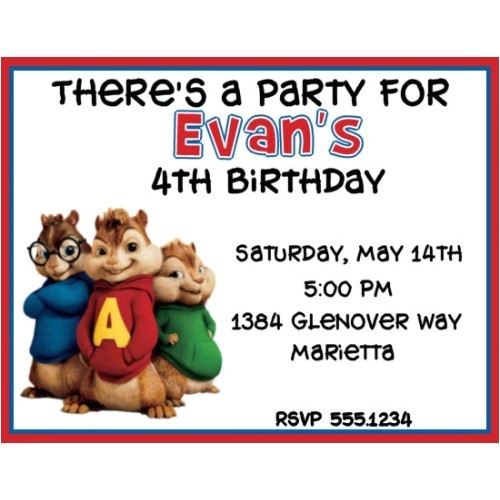 amazing alvin and the chipmunks birthday invitations designs