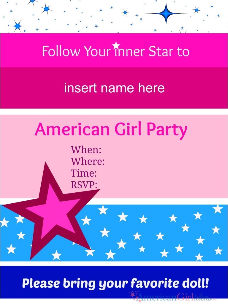 american girl party invitations
