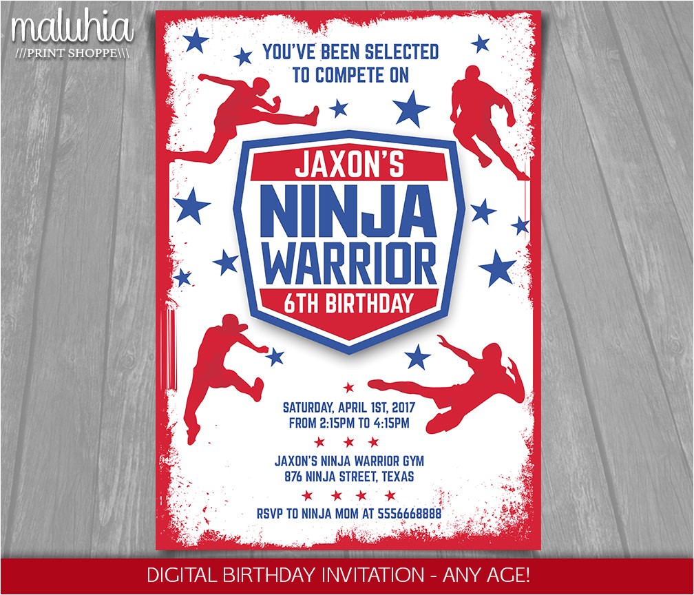 american ninja warrior invitation ninja