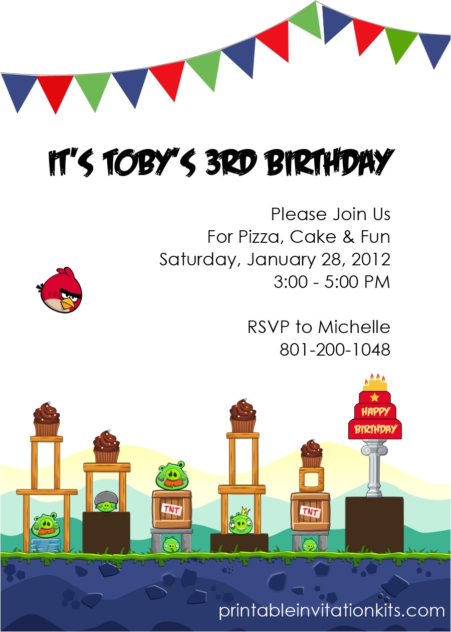 angry birds birthday party invitation