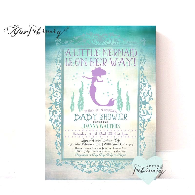 mermaid baby shower invitation little