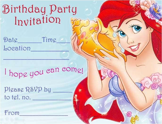 Ariel Birthday Invitations Printable Ariel Printable Birthday Party Invitation