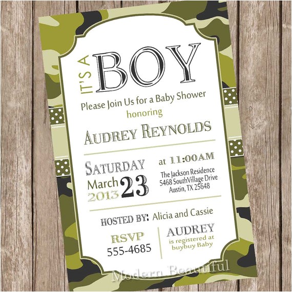 camo baby shower invitation army baby