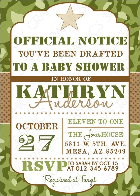 Army Camo Baby Shower Invitations Good Times Boy Babies and Military On Pinterest