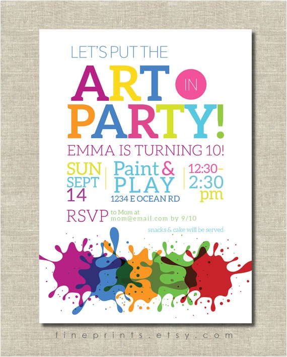 art party invitation painting party art