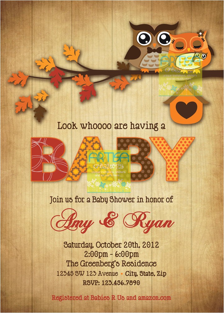 fall themed baby shower invitations