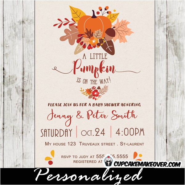 fall themed pumpkin baby shower invitations personalized