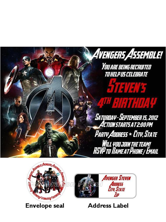 avengers custom birthday invitations