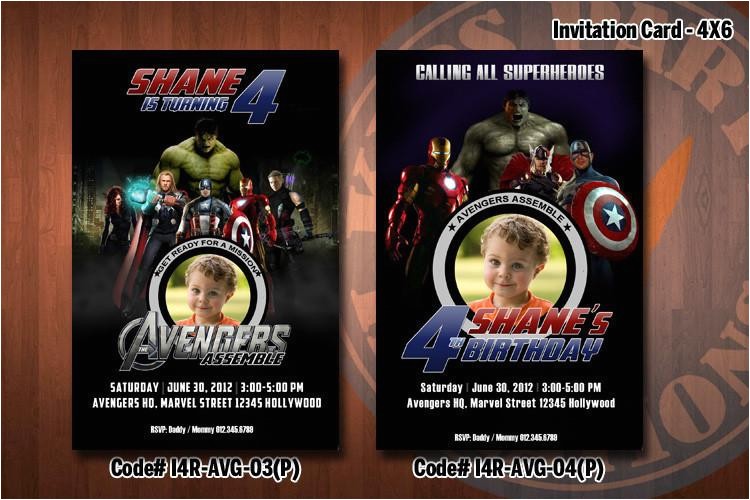 personalized avengers birthday party invitation 4x6 with photo