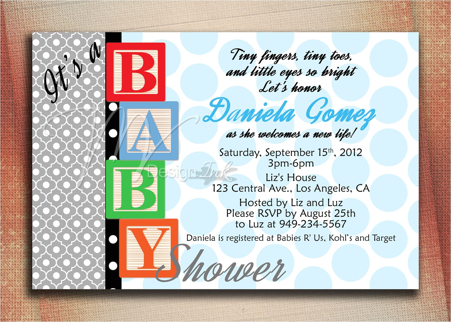 baby blocks baby shower invitation baby